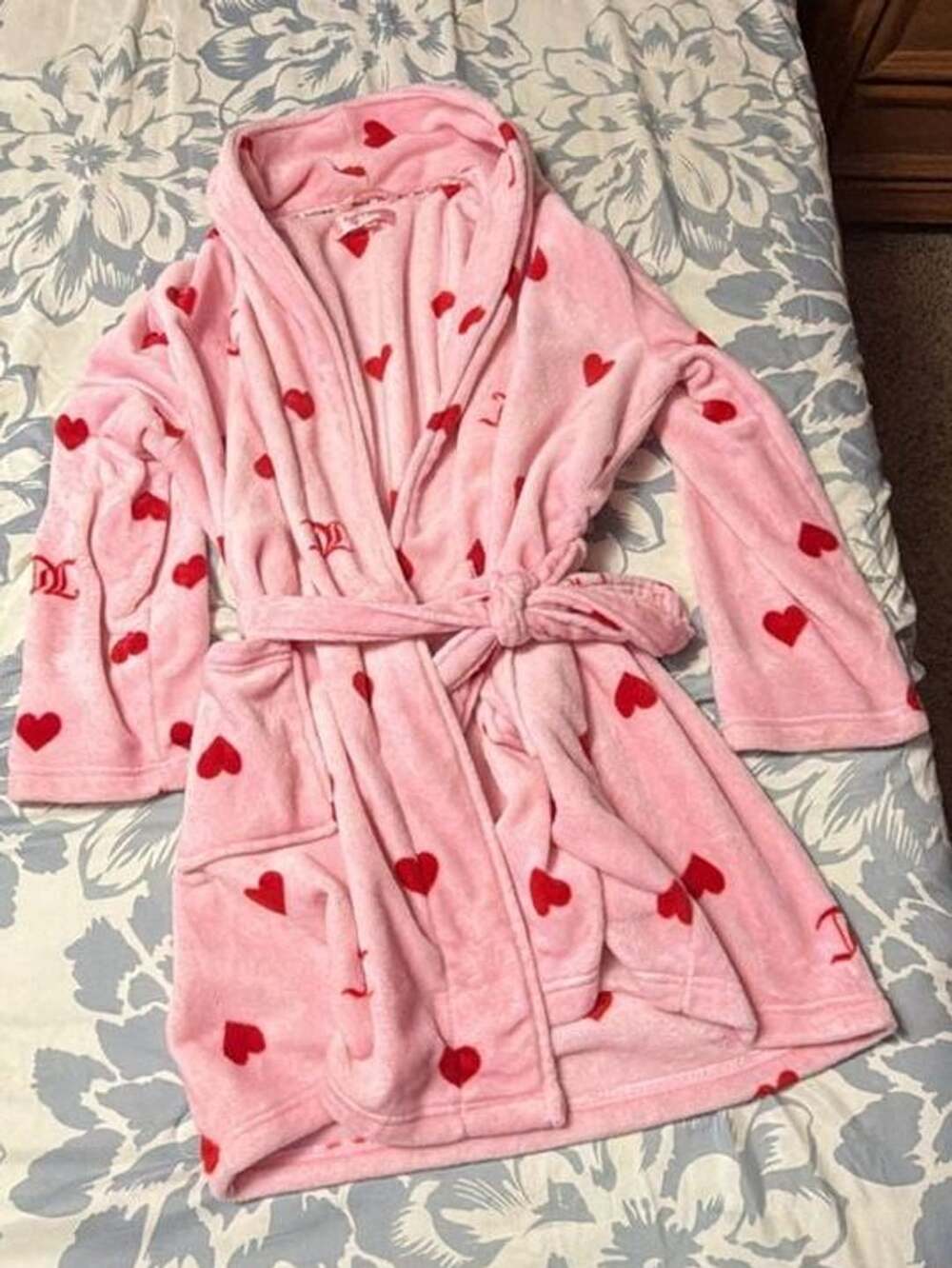Juicy Couture Plush Robe Size 1X Pink Red Hearts Sleepwear